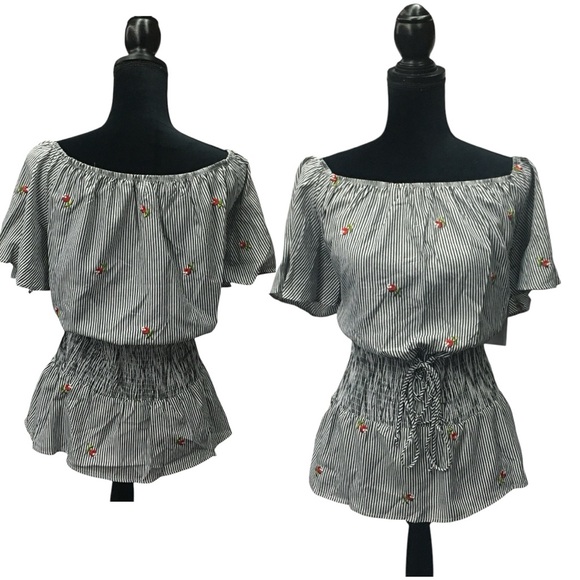 Roommates Striped Floral Lace Up Top Blouse - Women’s 1X NWT - Picture 9 of 15